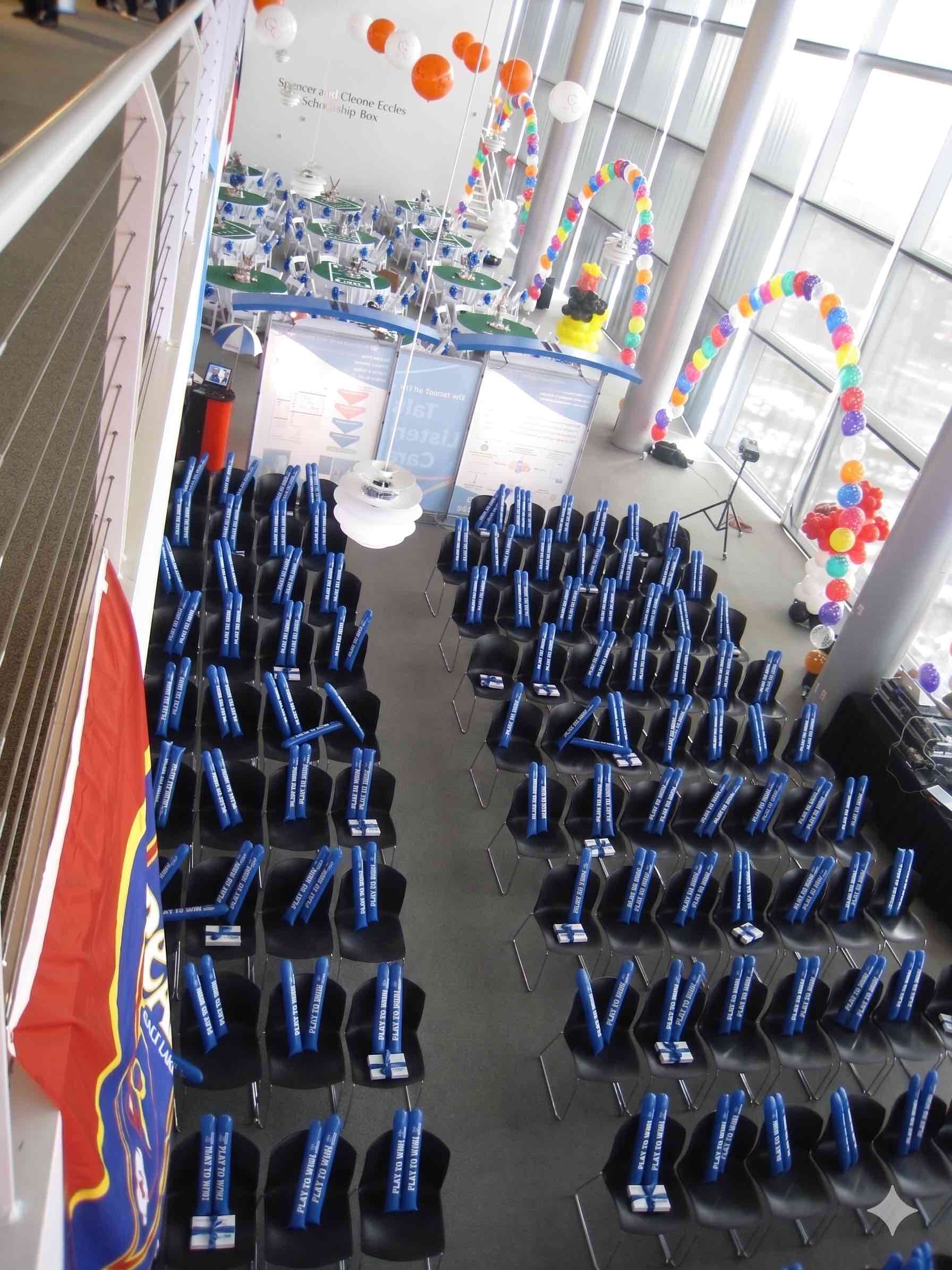 Overhead view of sports field tables
